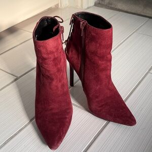Charles David Deep Red Suede Heeled Boots